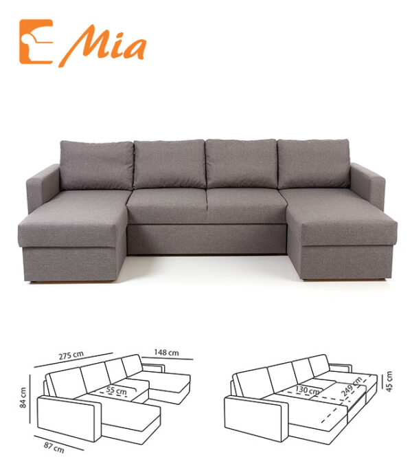 Mia nurgadiivanvoodi U-kujuline 275*148 Mia nurgadiivanvoodi U-kujuline 275*148