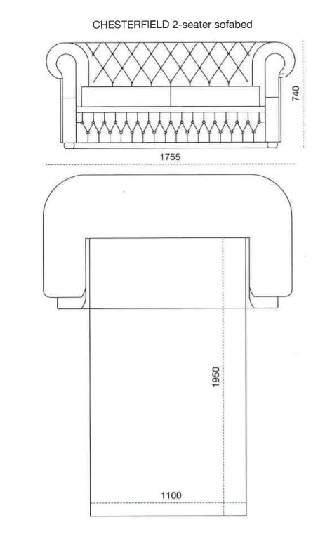 Nahast diivanvoodi Chesterfield 2-ne 175,5cm Nahast diivanvoodi Chesterfield 2-ne 175,5cm
