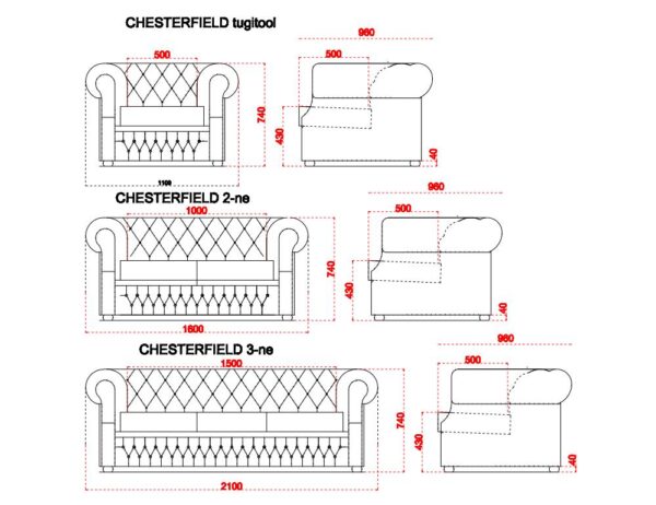 Diivan CHESTERFIELD 3-ne L:210cm SAMET Diivan CHESTERFIELD 3-ne L:210cm SAMET