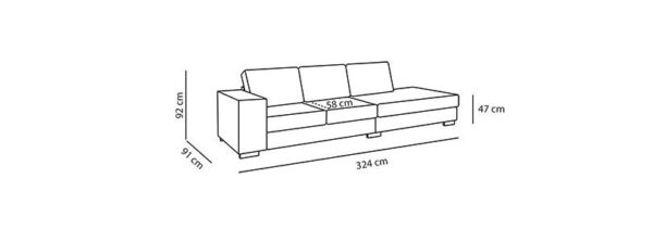 Diivan New Yorker avatud otsaga 324cm Diivan New Yorker avatud otsaga 324cm