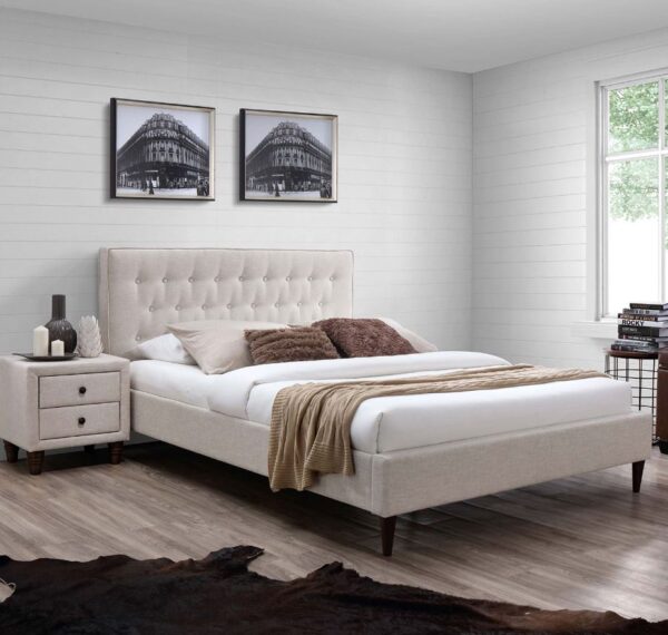 Voodi EMILIA 120*200 cm, madratsiga HARMONY TOP, beez