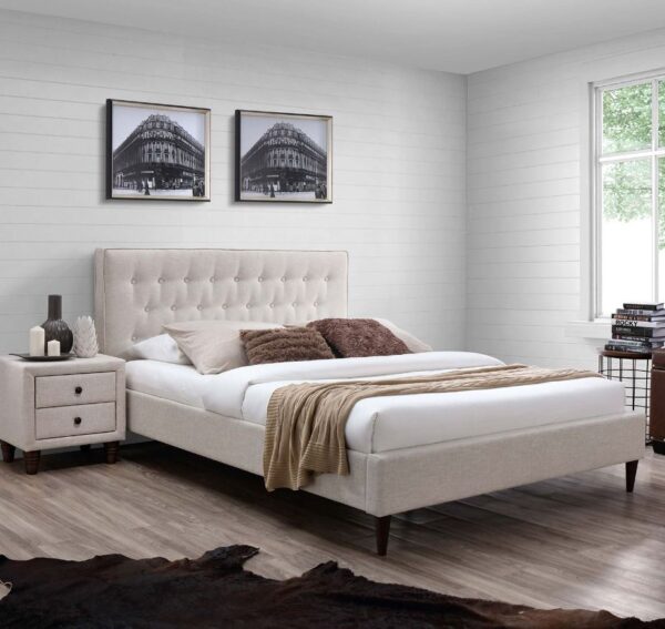 Voodi EMILIA 160*200cm, madratsiga HARMONY TOP, beez