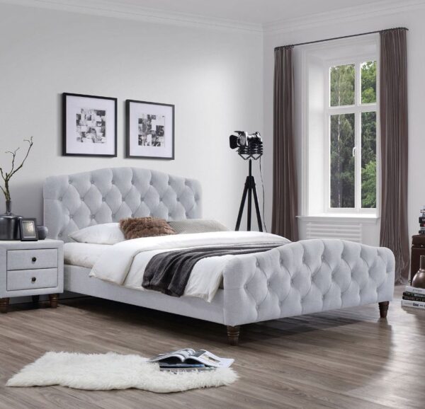 Voodi SANDRA 160*200cm, madratsiga HARMONY TOP, helehall