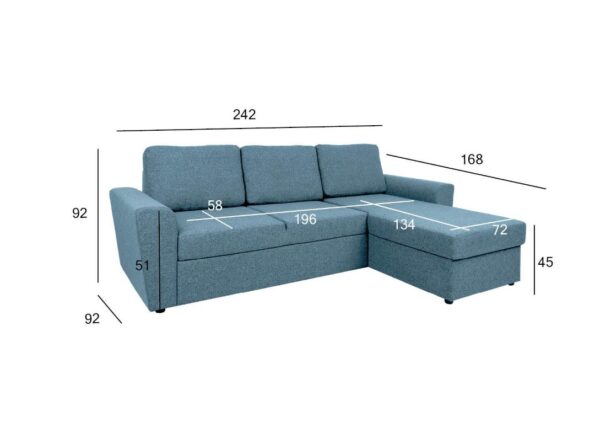 Nurgadiivanvoodi INGMAR 242cm helesinine