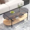 Diivanilaud CINDY 120*55*H40cm hall klaas/melamiin tamm