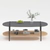 Diivanilaud CINDY 120*55*H40cm hall klaas/melamiin tamm