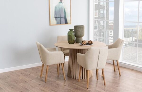 Söögilaud CHRISTO D120cm valge pigmenteeritud tammespoon