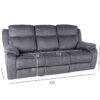 Diivan GENTRY 3-kohaline recliner 210cm, hall kangas