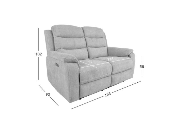 Diivan MIMI 2-kohaline elektriline recliner, helehall